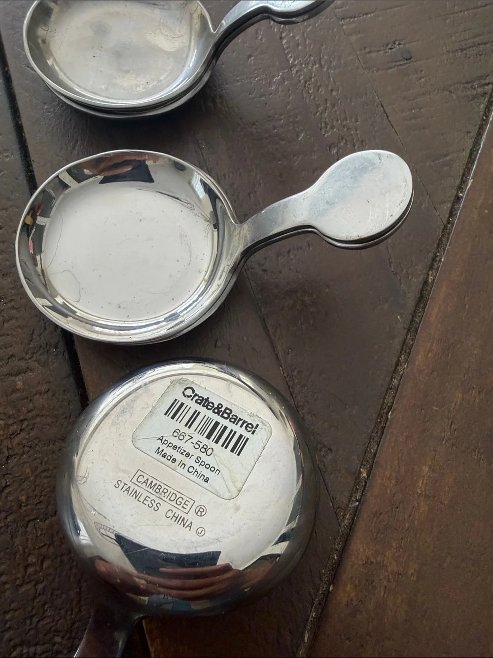set of 6 crate&barrel appetizer spoons silver